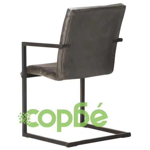 Конзолни трапезни столове, 4 бр, сиви, естествена кожа ➤ топ цена ➤ sorbe.bg