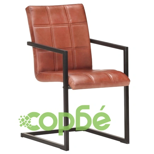Конзолни трапезни столове, 4 бр, кафяви, естествена кожа ➤ топ цена ➤ sorbe.bg