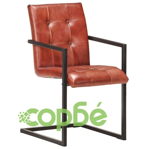 Конзолни трапезни столове, 6 бр, кафяви, естествена кожа ➤ топ цена ➤ sorbe.bg