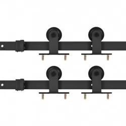 Механизми за плъзгаща врата, 2 бр, 183 см, стомана, черни