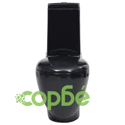 Керамичен моноблок тоалетна чиния кръгла долно оттичане черна ➤ топ цена ➤ sorbe.bg