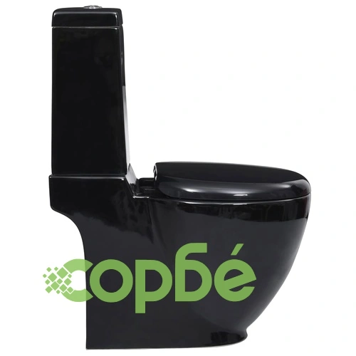 Керамичен моноблок тоалетна чиния кръгла долно оттичане черна ➤ топ цена ➤ sorbe.bg