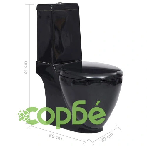 Керамичен моноблок тоалетна чиния кръгла долно оттичане черна ➤ топ цена ➤ sorbe.bg