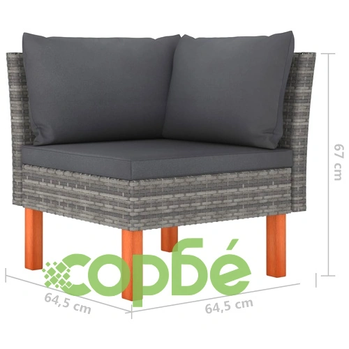 4-местен градински диван с възглавници, сив полиратан ➤ топ цена ➤ sorbe.bg