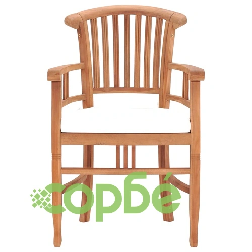 Градински трапезен комплект с възглавници, 7 части, тик масив ➤ топ цена ➤ sorbe.bg