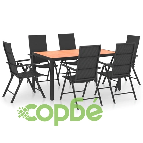 Градински трапезен комплект, 7 части, черно и кафяво ➤ топ цена ➤ sorbe.bg