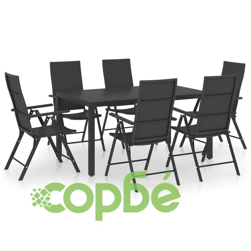 Градински трапезен комплект, 7 части, черен ➤ топ цена ➤ sorbe.bg