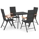 Градински трапезен комплект, 5 части, черно и кафяво