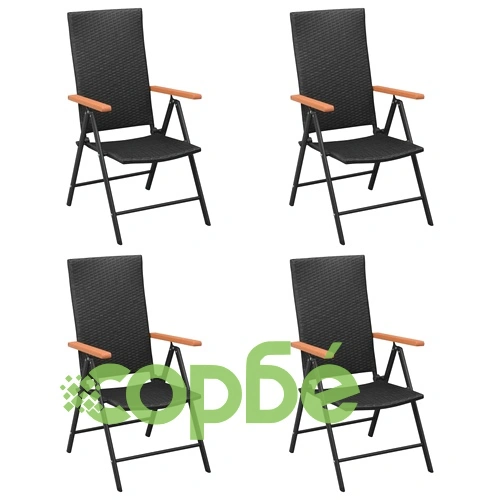 Градински трапезен комплект, 5 части, черно и кафяво ➤ топ цена ➤ sorbe.bg