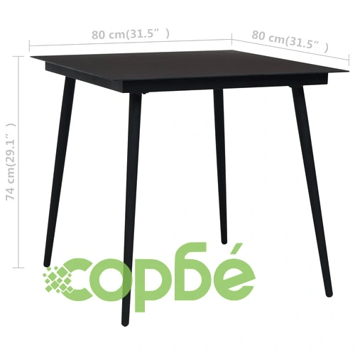 Градински трапезен комплект, 5 части, черно и кафяво ➤ топ цена ➤ sorbe.bg