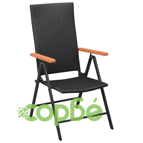 Градински трапезен комплект, 5 части, черно и кафяво ➤ топ цена ➤ sorbe.bg