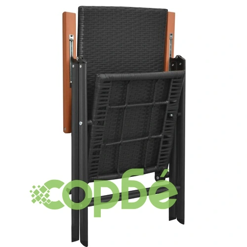 Градински трапезен комплект, 5 части, черно и кафяво ➤ топ цена ➤ sorbe.bg