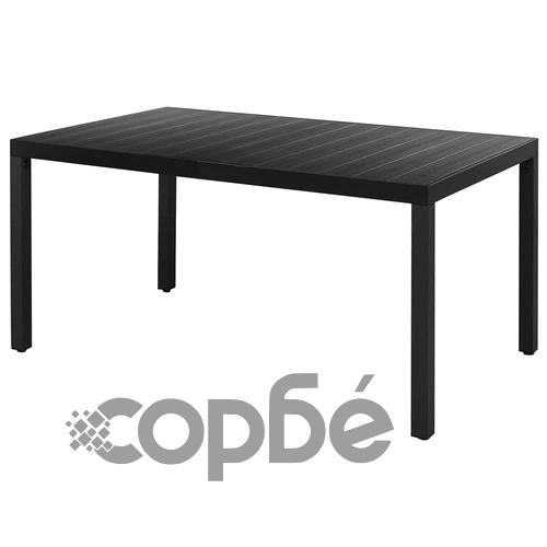 Градински трапезен комплект, 7 части, PVC ратан, черен ➤ топ цена ➤ sorbe.bg