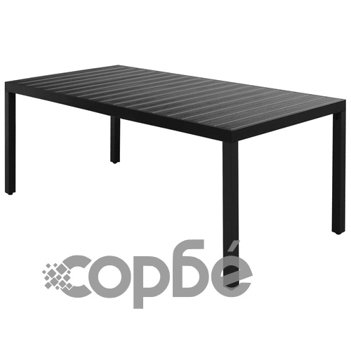 Градински трапезен комплект, 9 части, PVC ратан, черен ➤ топ цена ➤ sorbe.bg