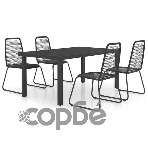 Градински трапезен комплект, 5 части, PVC ратан, черен ➤ топ цена ➤ sorbe.bg