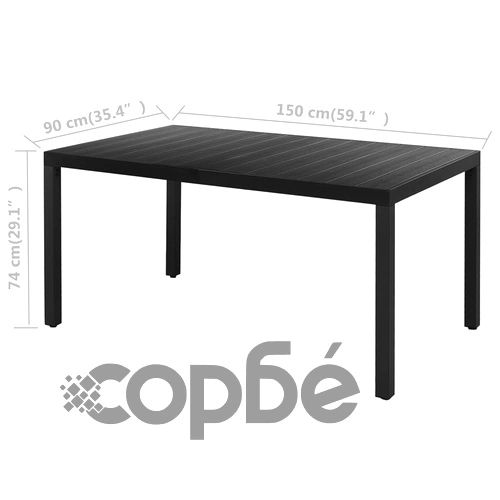 Градински трапезен комплект, 5 части, PVC ратан, черен ➤ топ цена ➤ sorbe.bg