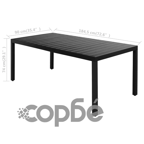 Градински трапезен комплект, 9 части, PVC ратан, черен ➤ топ цена ➤ sorbe.bg