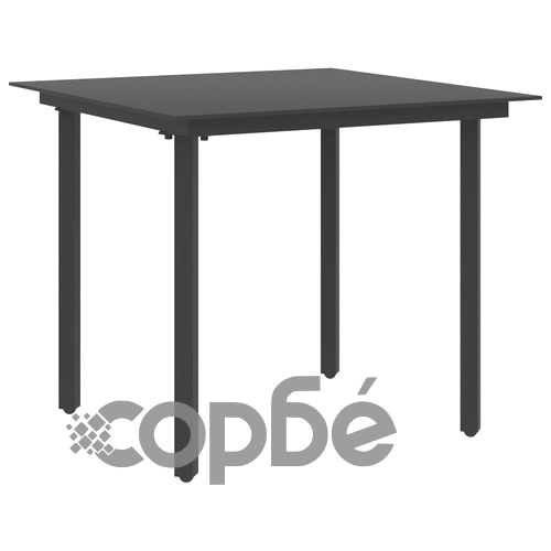 Градински трапезен комплект, 5 части, PVC ратан, черен ➤ топ цена ➤ sorbe.bg