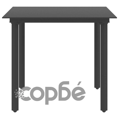 Градински трапезен комплект, 5 части, PVC ратан, черен ➤ топ цена ➤ sorbe.bg