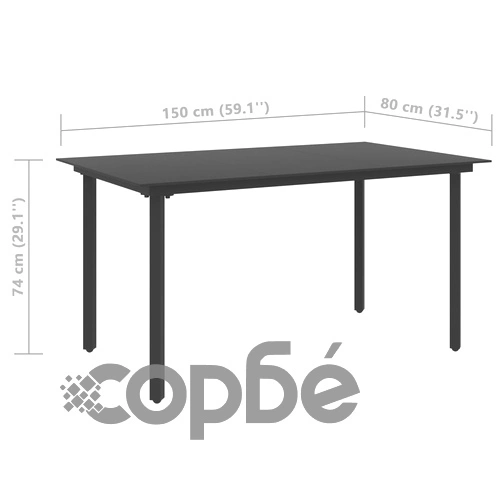 Градински трапезен комплект, 5 части, PVC ратан, черен ➤ топ цена ➤ sorbe.bg