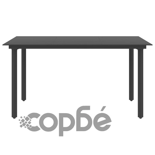 Градински трапезен комплект, 7 части, PVC ратан, черен ➤ топ цена ➤ sorbe.bg