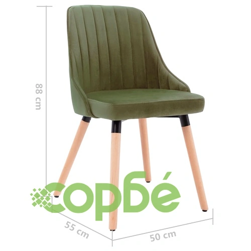Трапезни столове, 6 бр, светлозелени, кадифе ➤ топ цена ➤ sorbe.bg