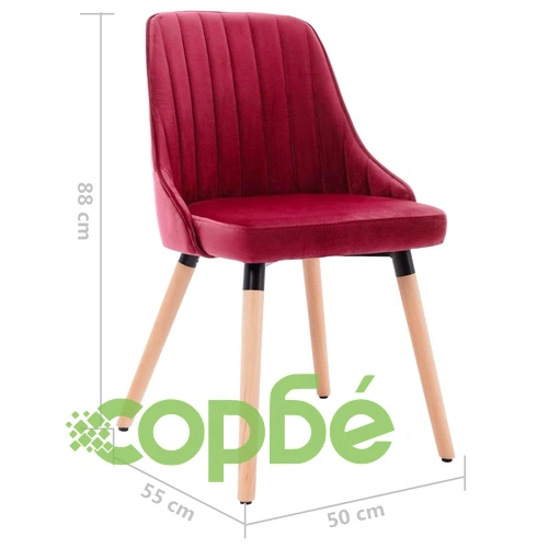 Трапезни столове, 6 бр, виненочервени, кадифе ➤ топ цена ➤ sorbe.bg
