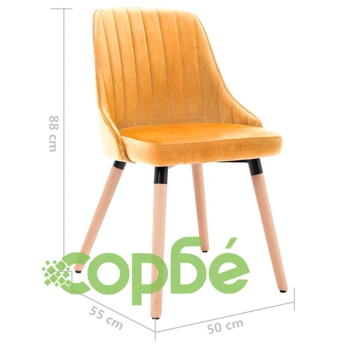 Трапезни столове, 6 бр, жълти, кадифе ➤ топ цена ➤ sorbe.bg