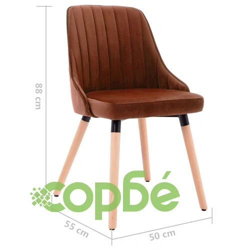 Трапезни столове, 6 бр, кафяви, кадифе ➤ топ цена ➤ sorbe.bg