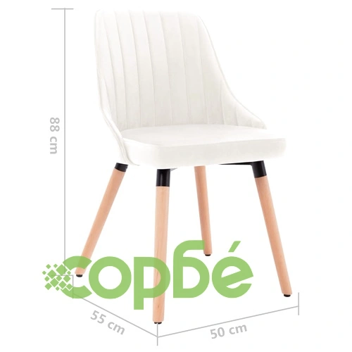 Трапезни столове, 6 бр, кремави, кадифе ➤ топ цена ➤ sorbe.bg