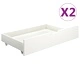Рамка за легло с 2 чекмеджета, бяла, бор масив, 180x200 см 