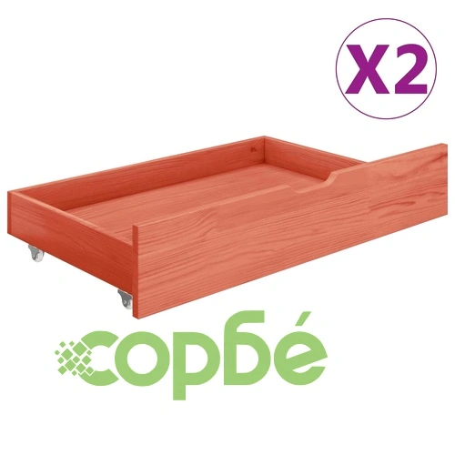 Рамка за легло с 2 чекмеджета меденокафява бор масив 100x200 см ➤ топ цена ➤ sorbe.bg