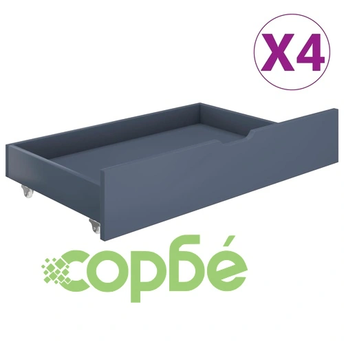 Рамка за легло с 4 чекмеджета сива бор масив 160x200 см ➤ топ цена ➤ sorbe.bg