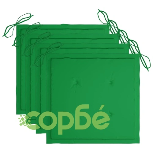Градински столове с възглавници, 4 бр, сиви, акация масив ➤ топ цена ➤ sorbe.bg