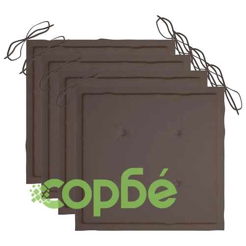 Градински столове с възглавници, 4 бр, сиви, акация масив ➤ топ цена ➤ sorbe.bg