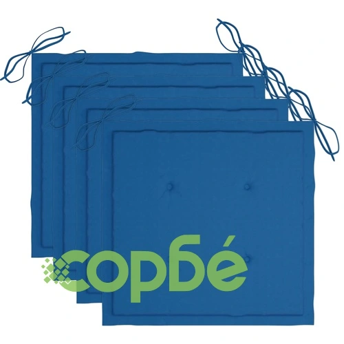 Градински столове с възглавници, 4 бр, сиви, акация масив ➤ топ цена ➤ sorbe.bg