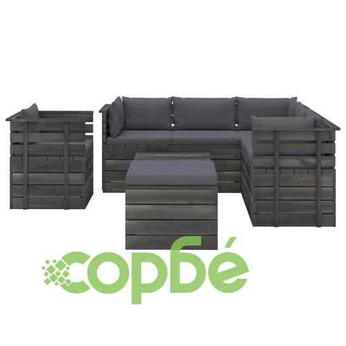 Градински лаундж комплект палети възглавници 8 части бор масив ➤ топ цена ➤ sorbe.bg