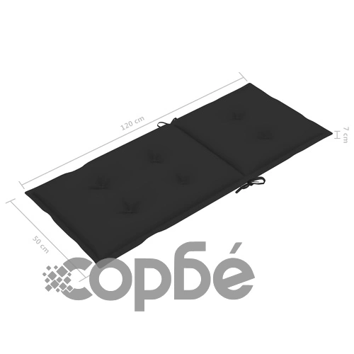 Градински стол с черни възглавници, тиково дърво масив ➤ топ цена ➤ sorbe.bg