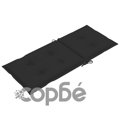 Градински стол с черни възглавници, тиково дърво масив ➤ топ цена ➤ sorbe.bg