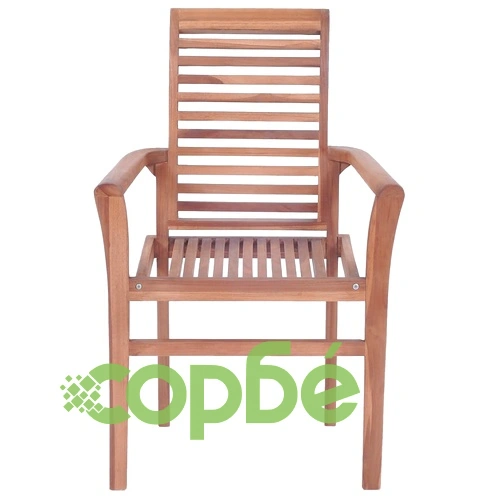 Трапезни столове, 4 бр, със сини възглавници, тик масив ➤ топ цена ➤ sorbe.bg