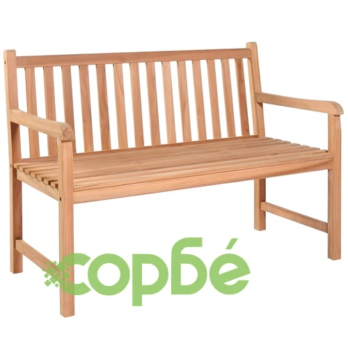 Градинска пейка със зелено шалте, 120 см, тик масив ➤ топ цена ➤ sorbe.bg
