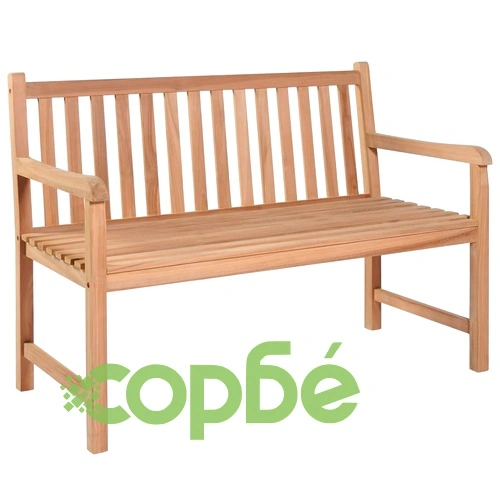 Градинска пейка със зелено шалте, 120 см, тик масив ➤ топ цена ➤ sorbe.bg
