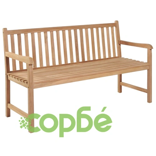 Градинска пейка с шалте на червено каре, 150 см, тик масив ➤ топ цена ➤ sorbe.bg