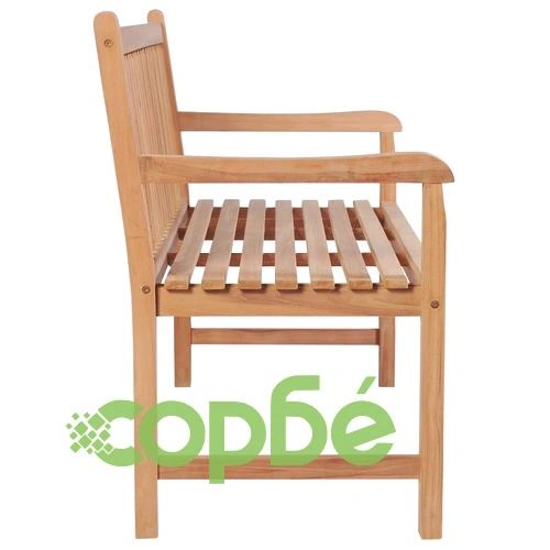 Градинска пейка със зелено шалте, 150 см, тик масив ➤ топ цена ➤ sorbe.bg