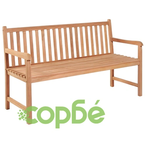 Градинска пейка със синьо шалте, 150 см, тик масив ➤ топ цена ➤ sorbe.bg