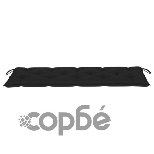 Градинска пейка с черна възглавница, 150 см, тик масив ➤ топ цена ➤ sorbe.bg