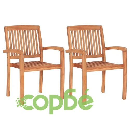 Градински столове, 2 бр, светлосини възглавници, тик масив ➤ топ цена ➤ sorbe.bg
