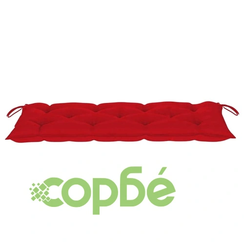 Стифираща градинска пейка с възглавница, 128,5 см, тик масив ➤ топ цена ➤ sorbe.bg