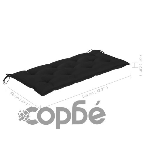 Стифираща градинска пейка с възглавница, 128,5 см, тик масив ➤ топ цена ➤ sorbe.bg