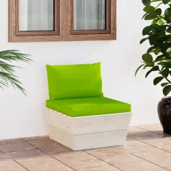 Градински палетен среден диван с възглавници, импрегниран смърч